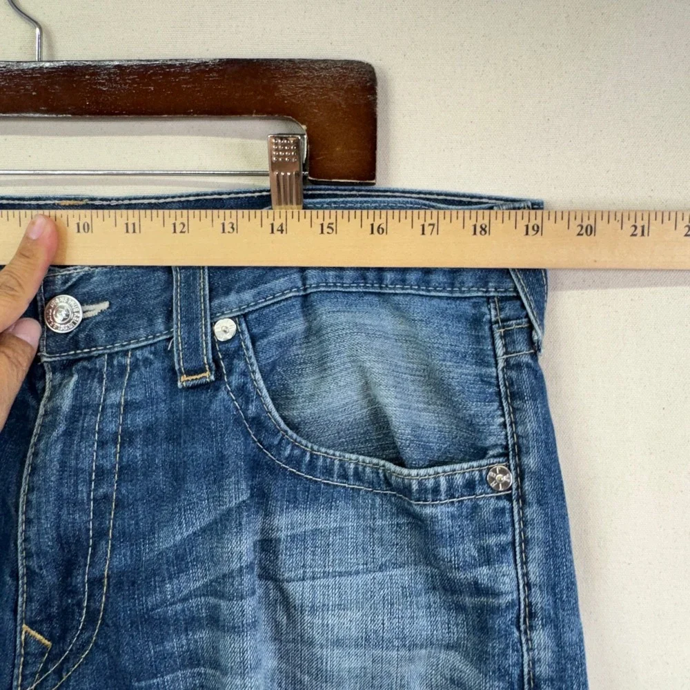 True Religion Straight Leg Jeans 38X29 Blue Denim Y2K Streetwear McBling